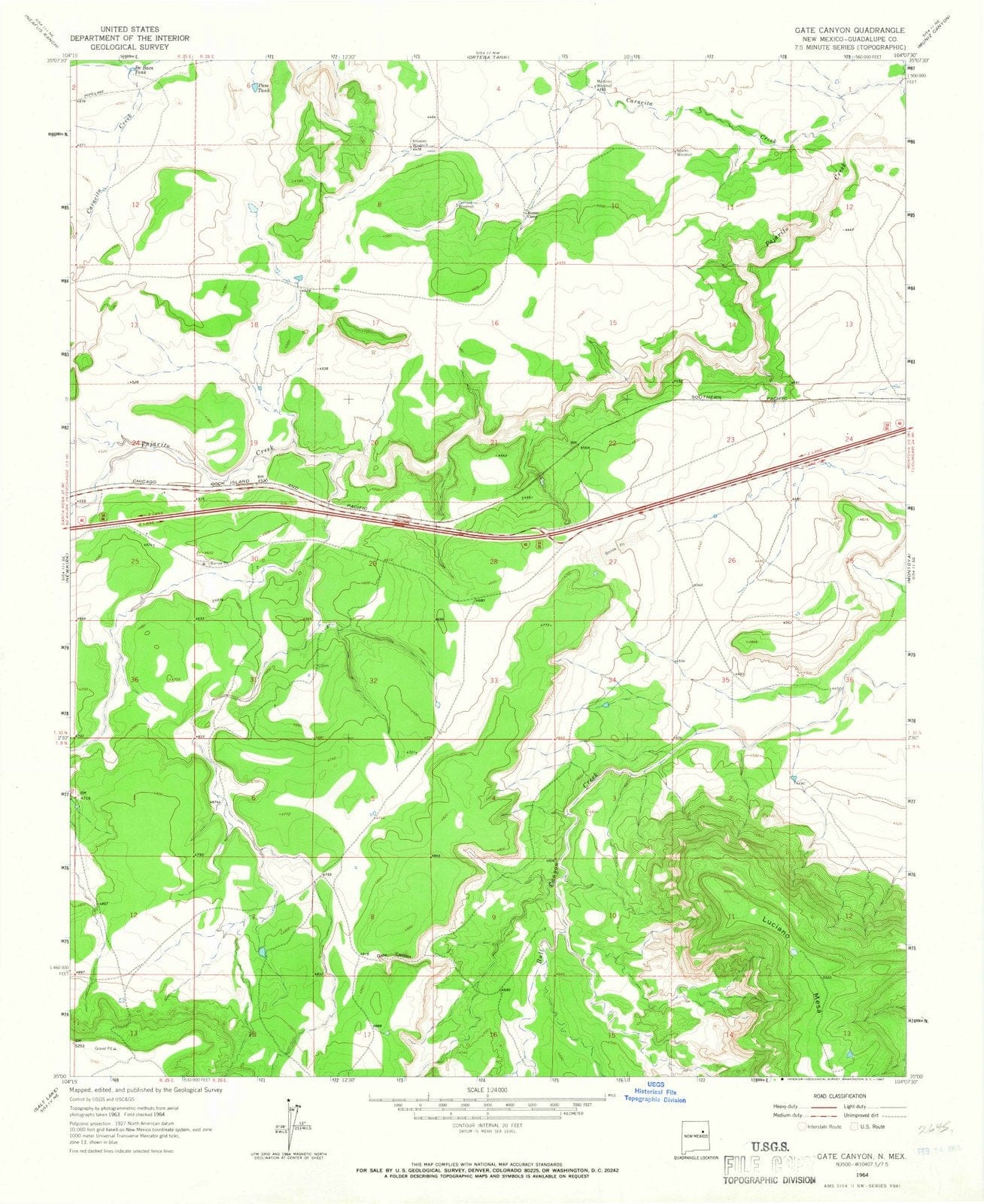 1964 Gate Canyon, NM - New Mexico - USGS Topographic Map