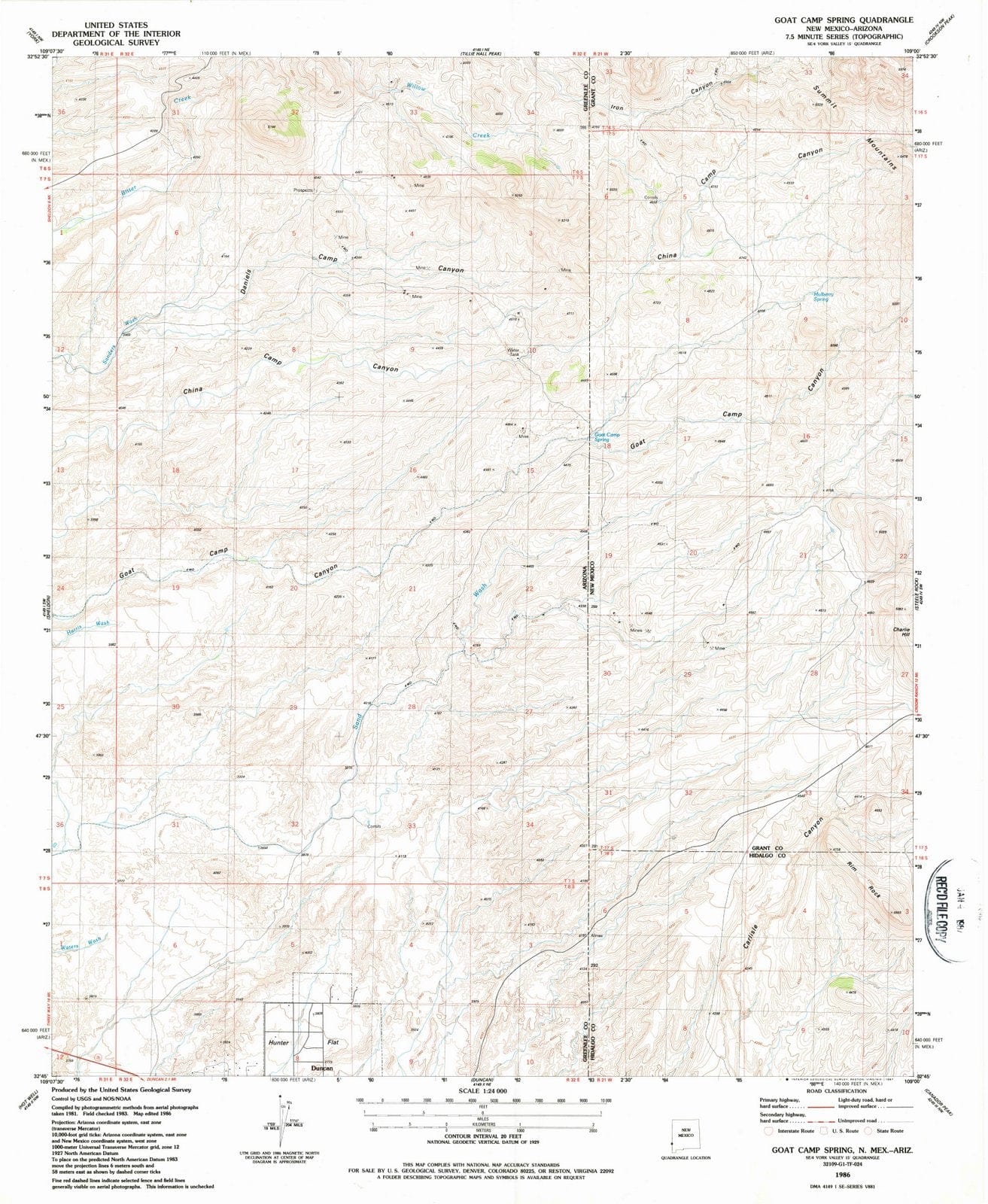 1986 Goat Camp Spring, NM - New Mexico - USGS Topographic Map
