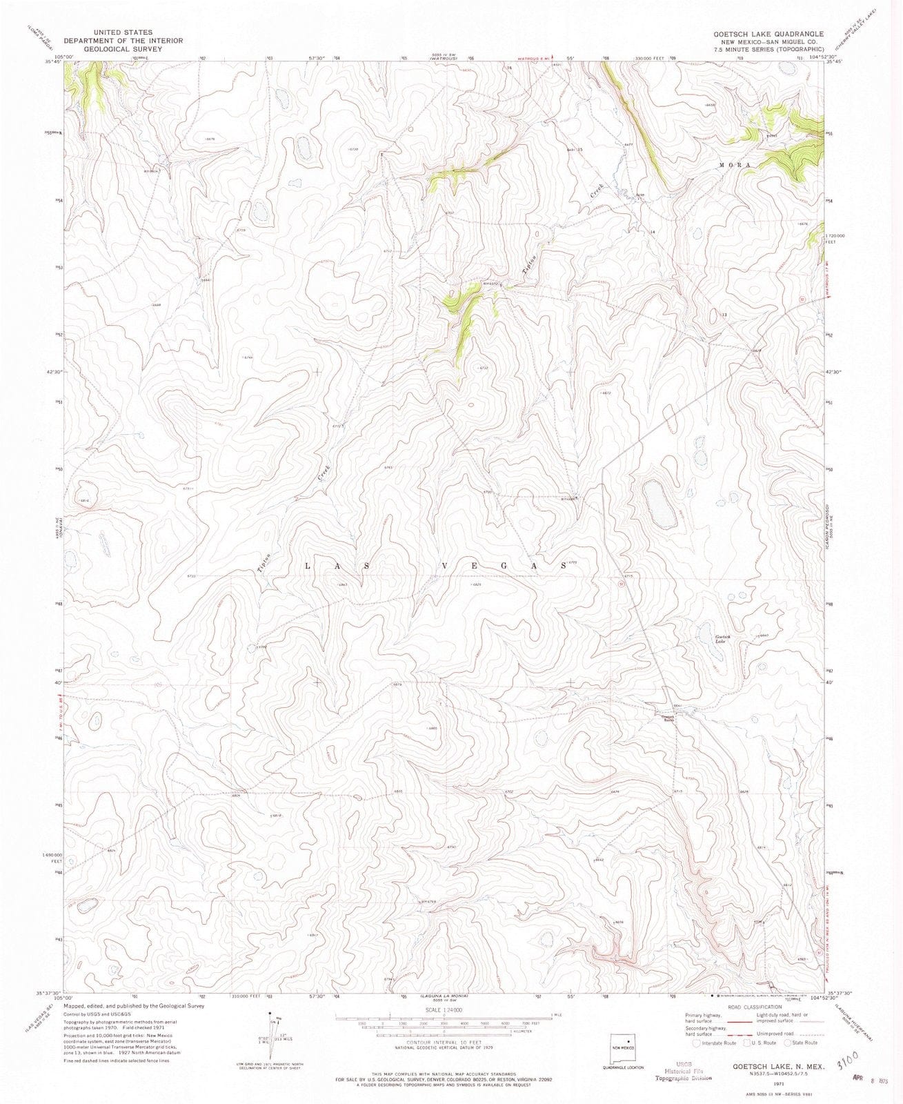 1971 Goetsch Lake, NM - New Mexico - USGS Topographic Map