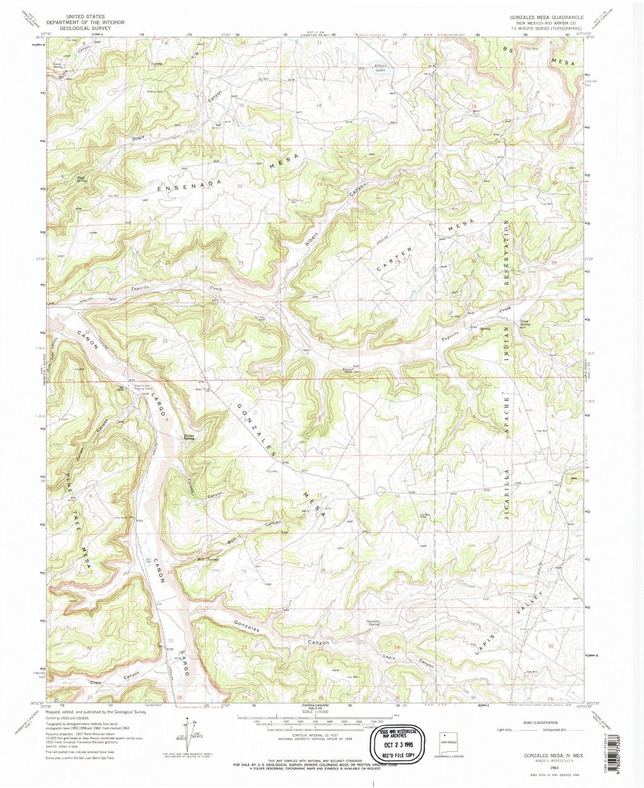 1963 Gonzales Mesa, NM - New Mexico - USGS Topographic Map
