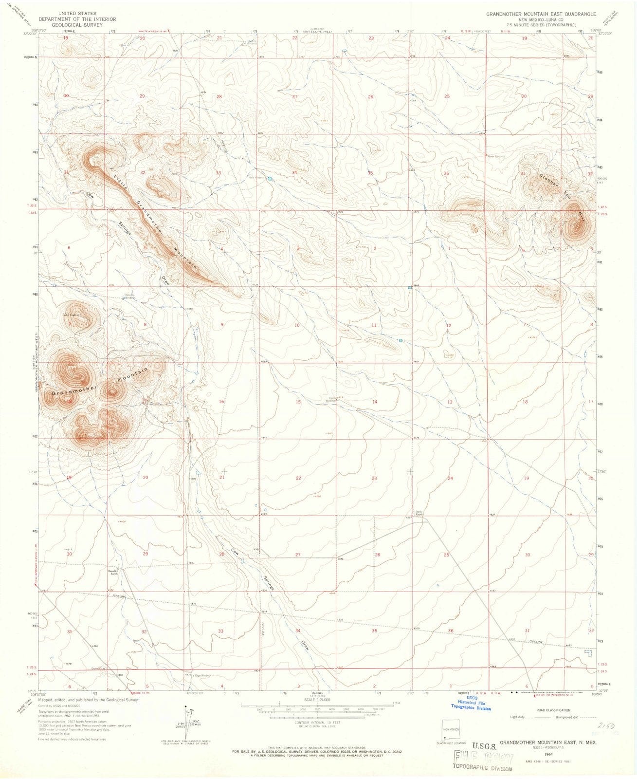 1964 Grandmother Mountain East, NM - New Mexico - USGS Topographic Map