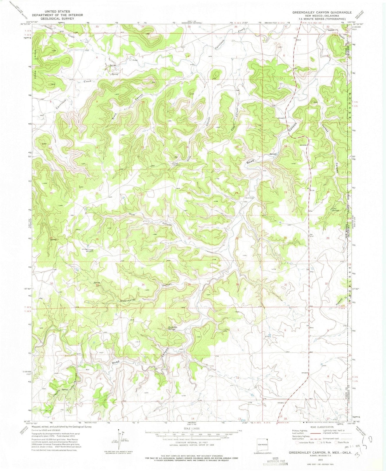 1972 Greendailey Canyon, NM - New Mexico - USGS Topographic Map