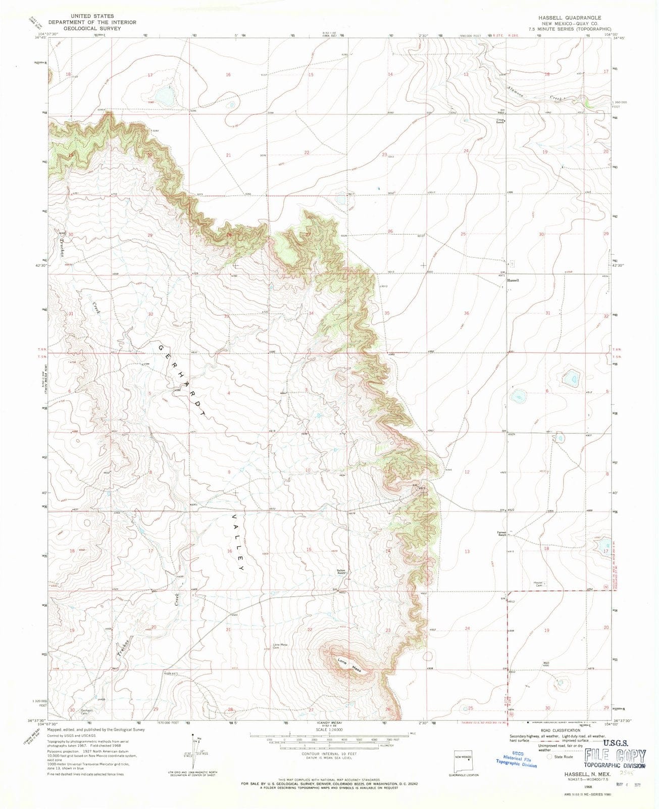 1968 Hassell, NM - New Mexico - USGS Topographic Map