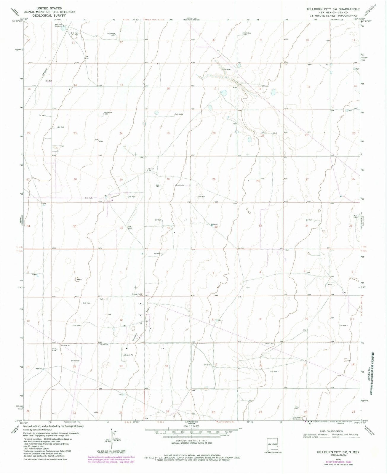 1970 Hillburn City, NM - New Mexico - USGS Topographic Map