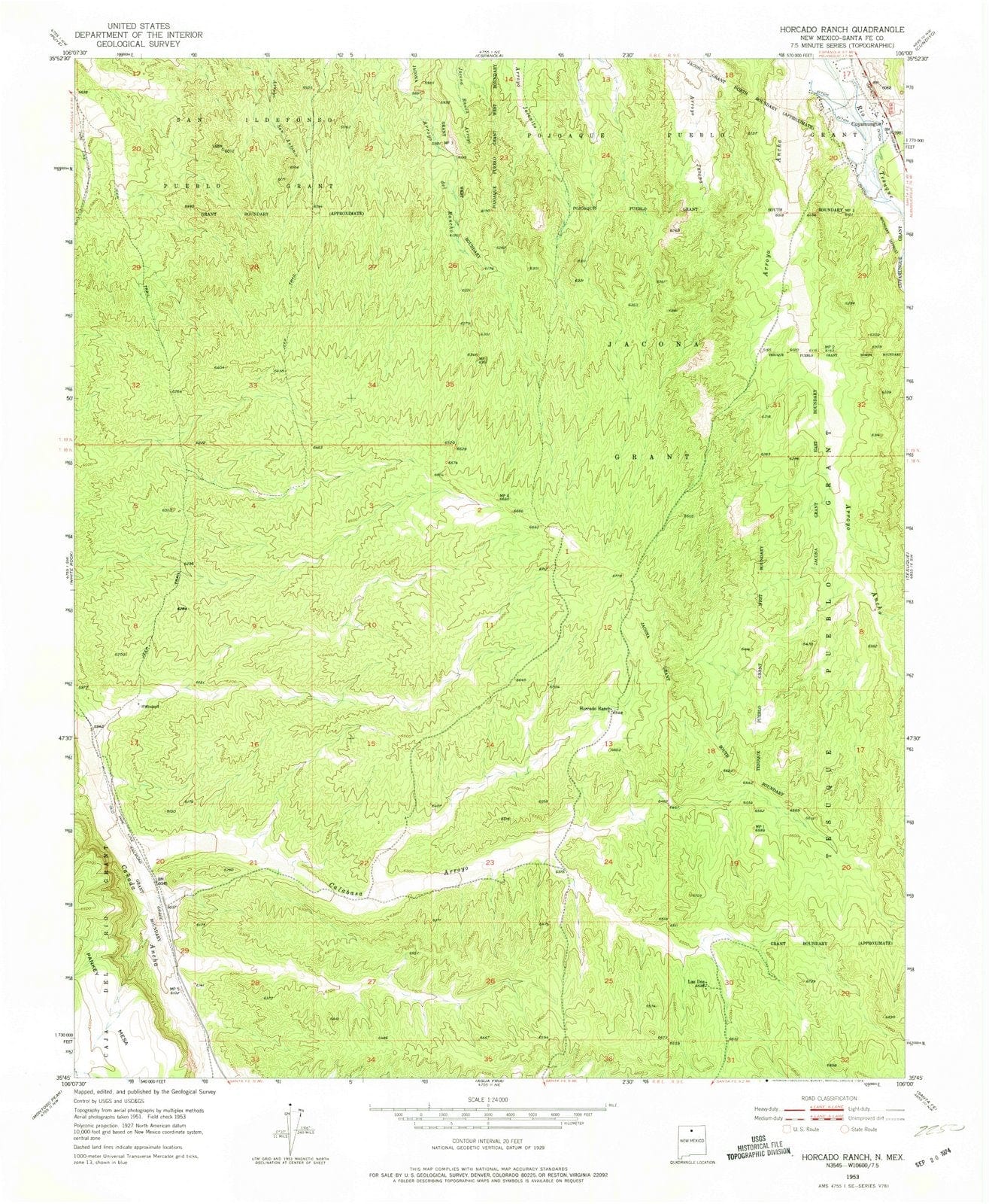 1953 Horcado Ranch, NM - New Mexico - USGS Topographic Map
