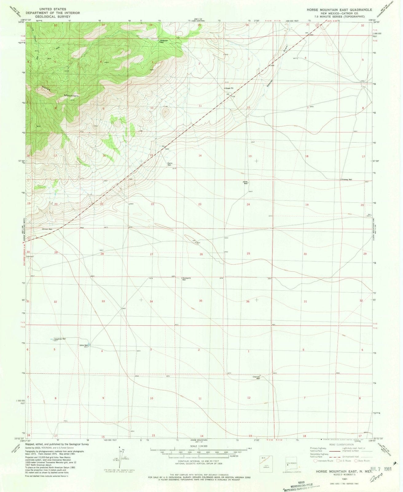 1981 Horse Mountain East, NM - New Mexico - USGS Topographic Map