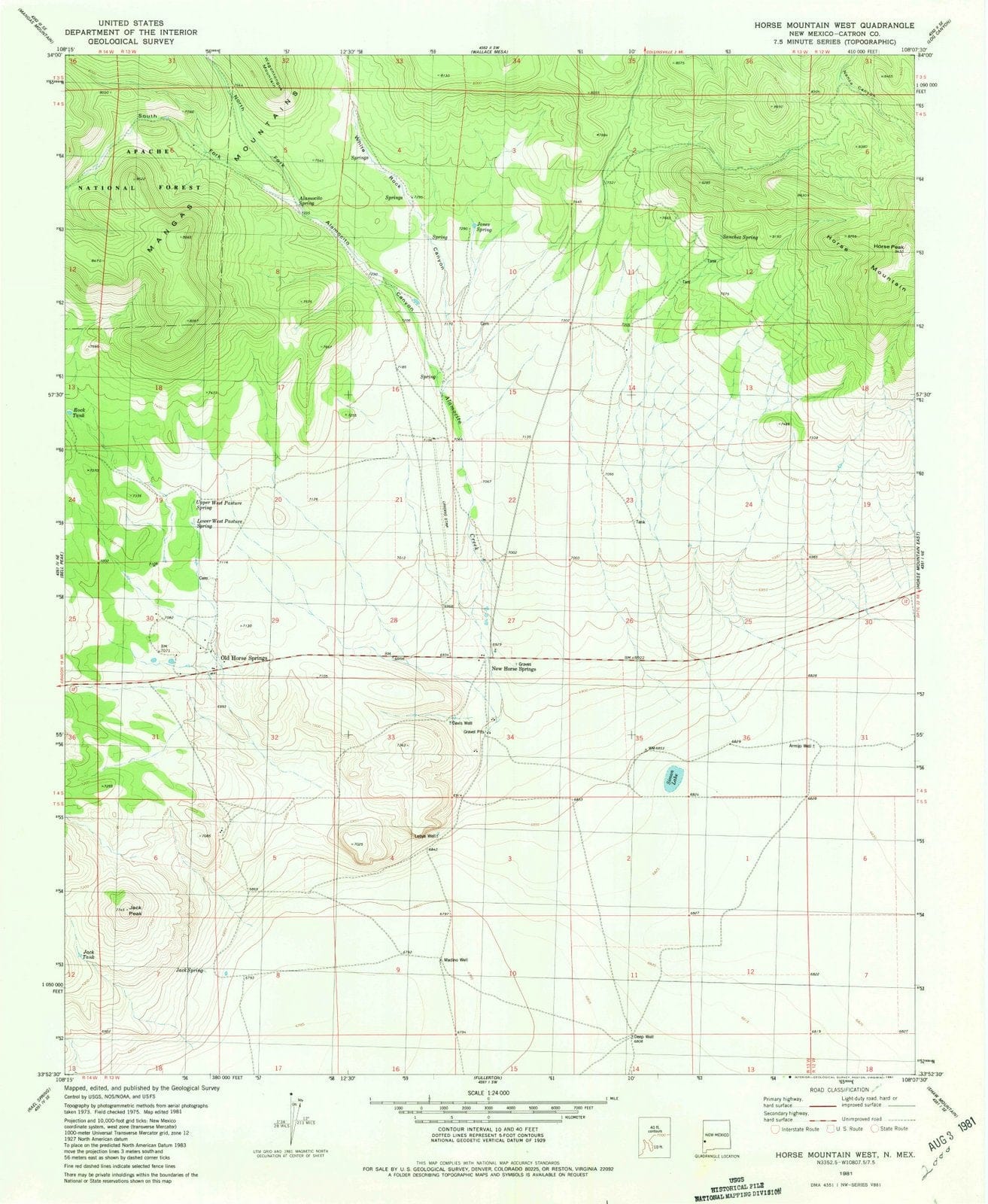 1981 Horse Mountain West, NM - New Mexico - USGS Topographic Map