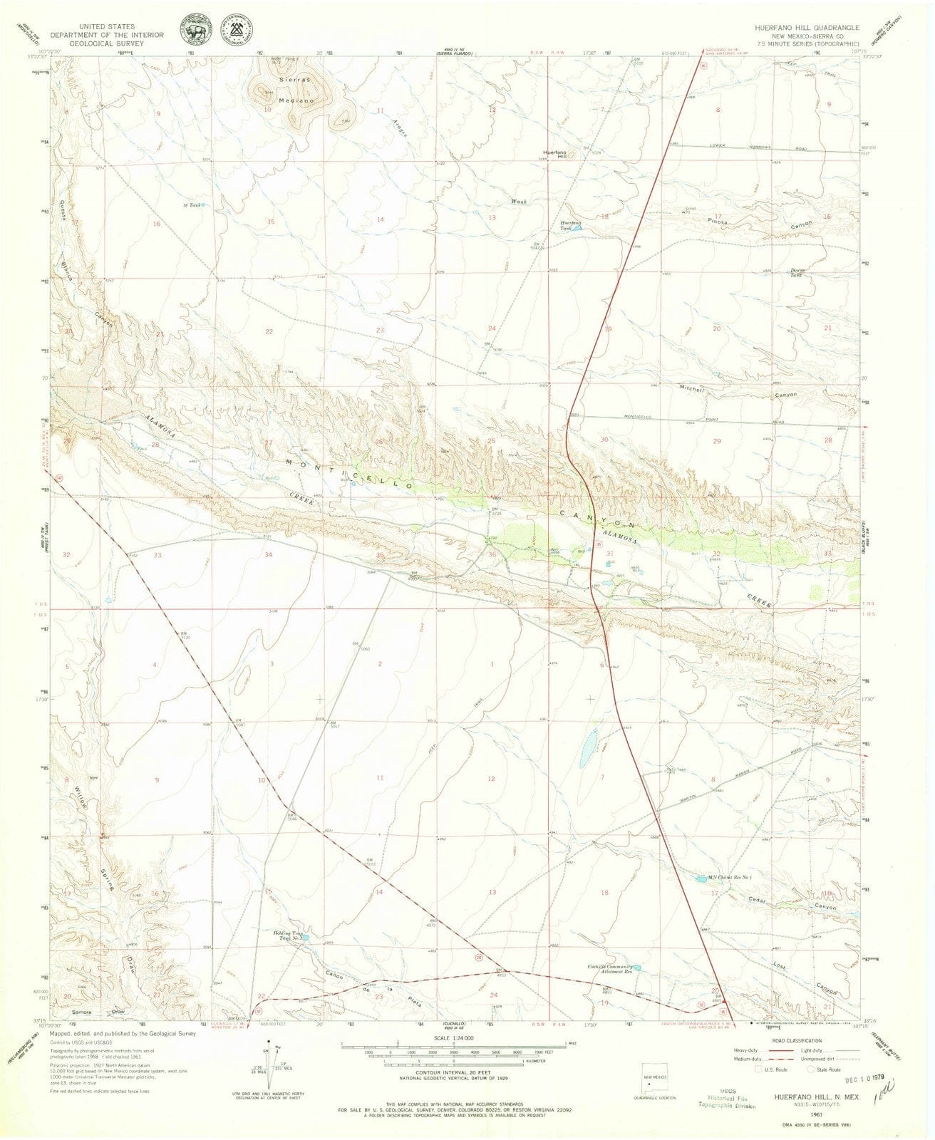 1961 Huerfano Hill, NM - New Mexico - USGS Topographic Map