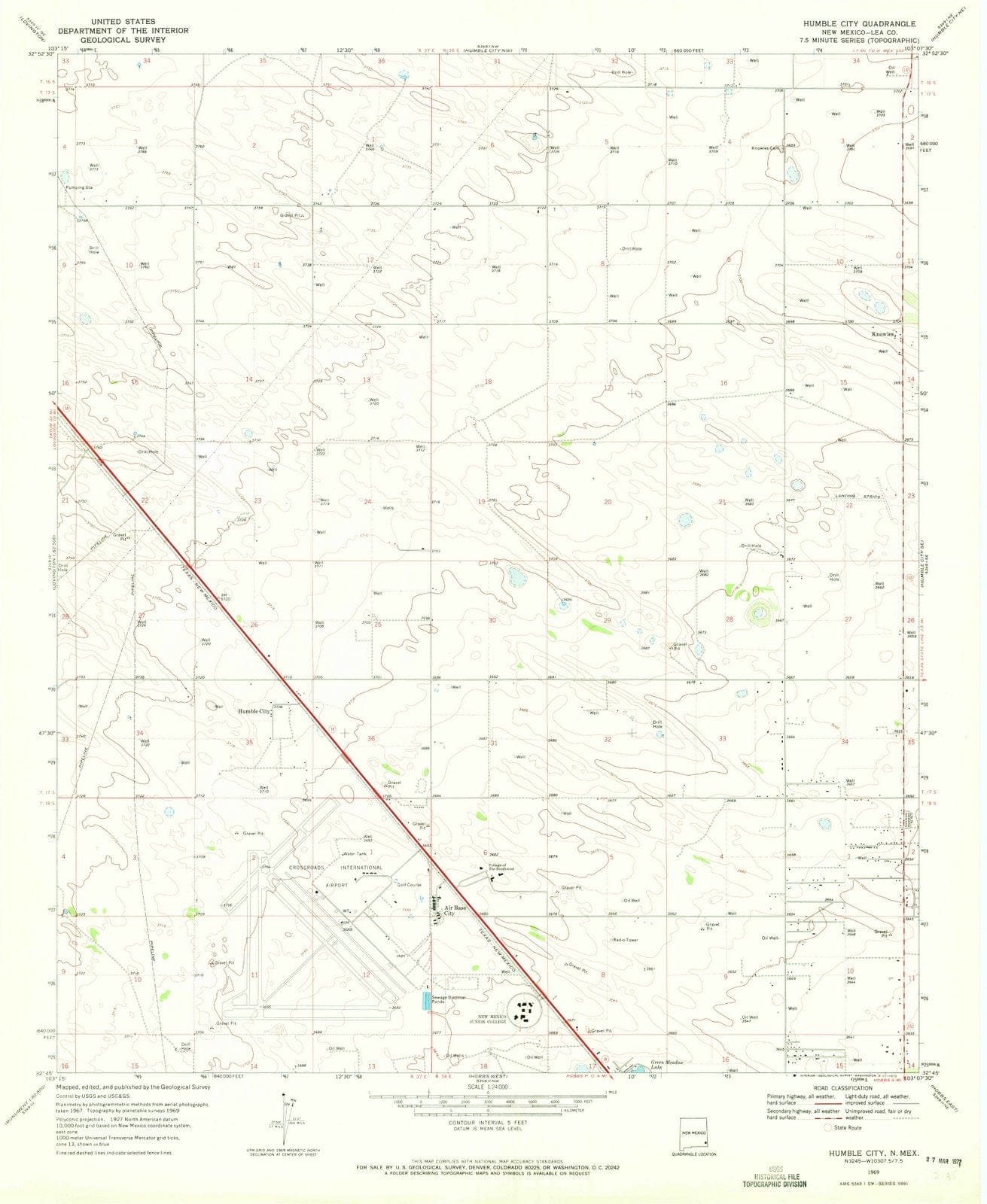 1969 Humble City, NM - New Mexico - USGS Topographic Map