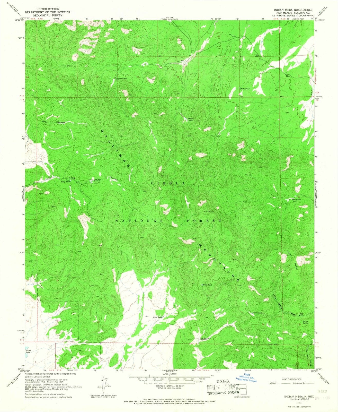 1964 Indian Mesa, NM - New Mexico - USGS Topographic Map