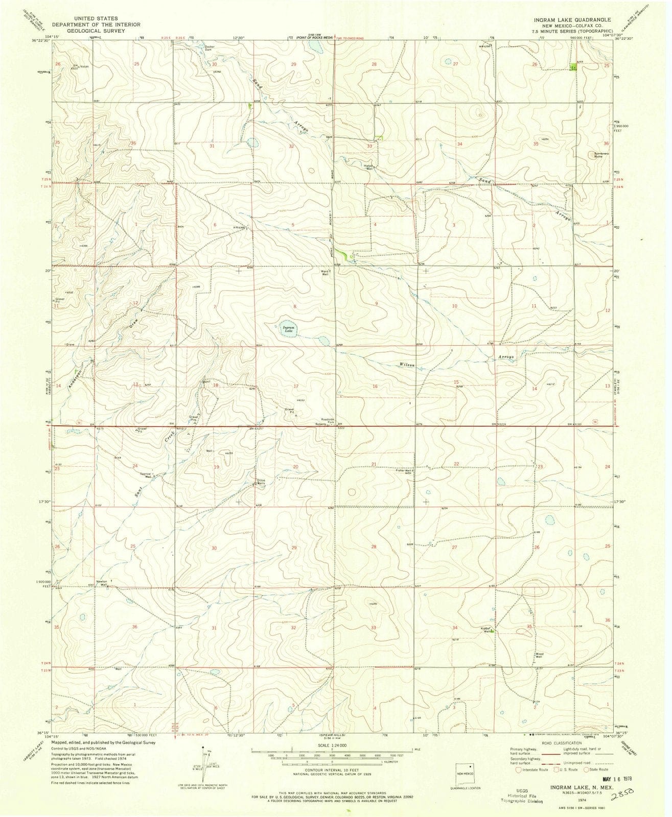 1974 Ingram Lake, NM - New Mexico - USGS Topographic Map