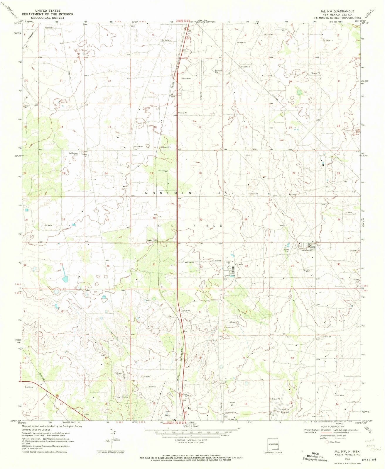1969 Jal, NM - New Mexico - USGS Topographic Map