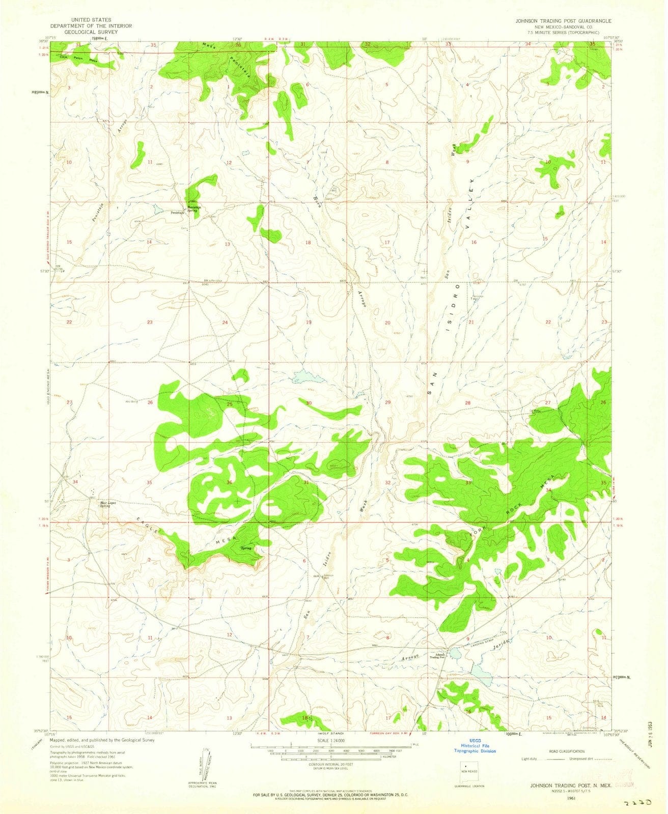 1961 Johnson Trading Post, NM - New Mexico - USGS Topographic Map