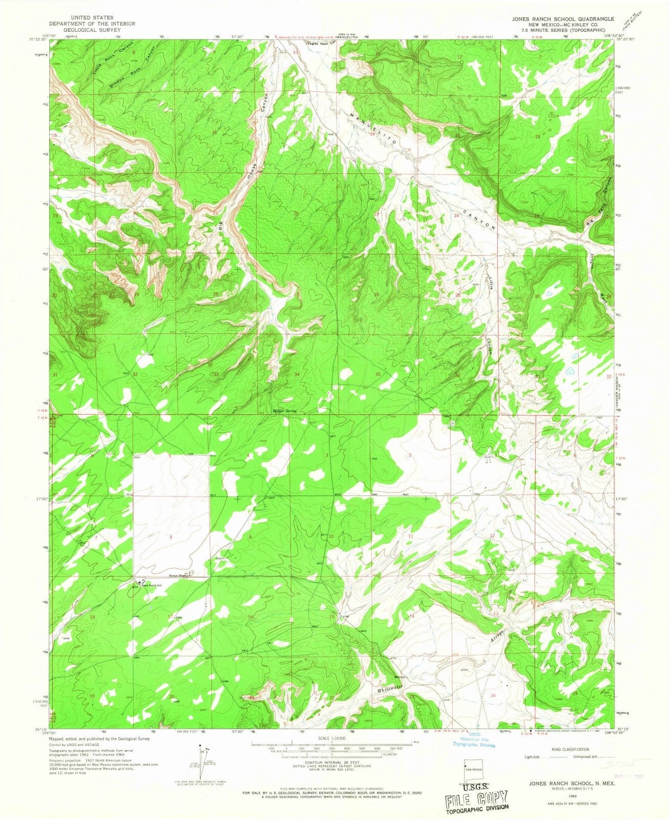 1963 Jones Ranch School, NM - New Mexico - USGS Topographic Map