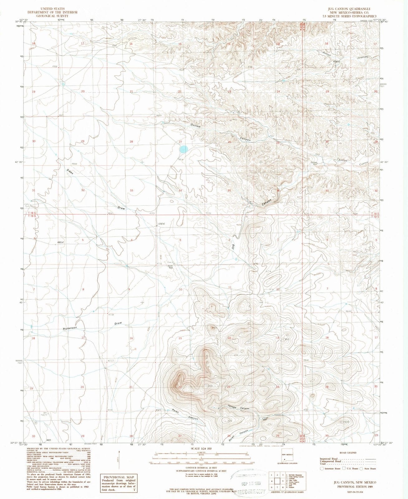 1989 Jug Canyon, NM - New Mexico - USGS Topographic Map