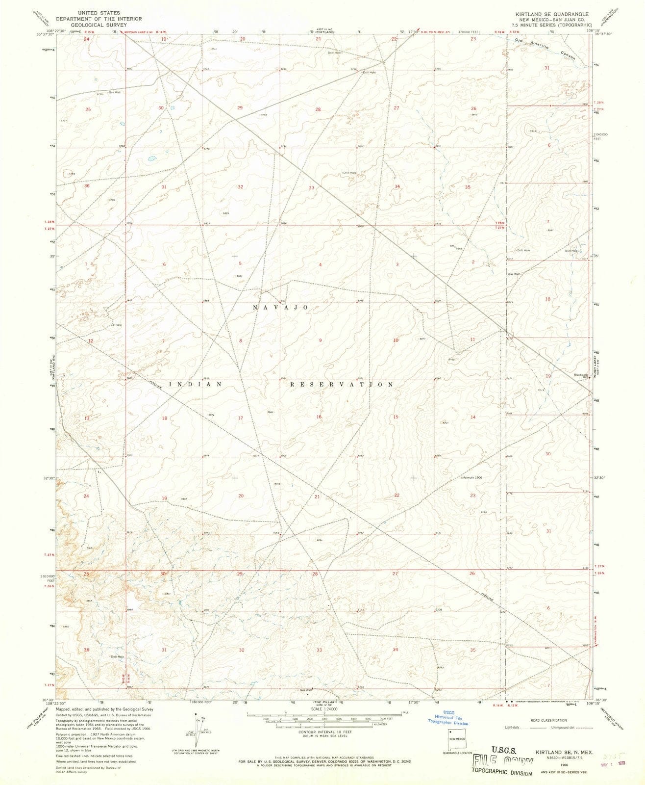 1966 Kirtland, NM - New Mexico - USGS Topographic Map