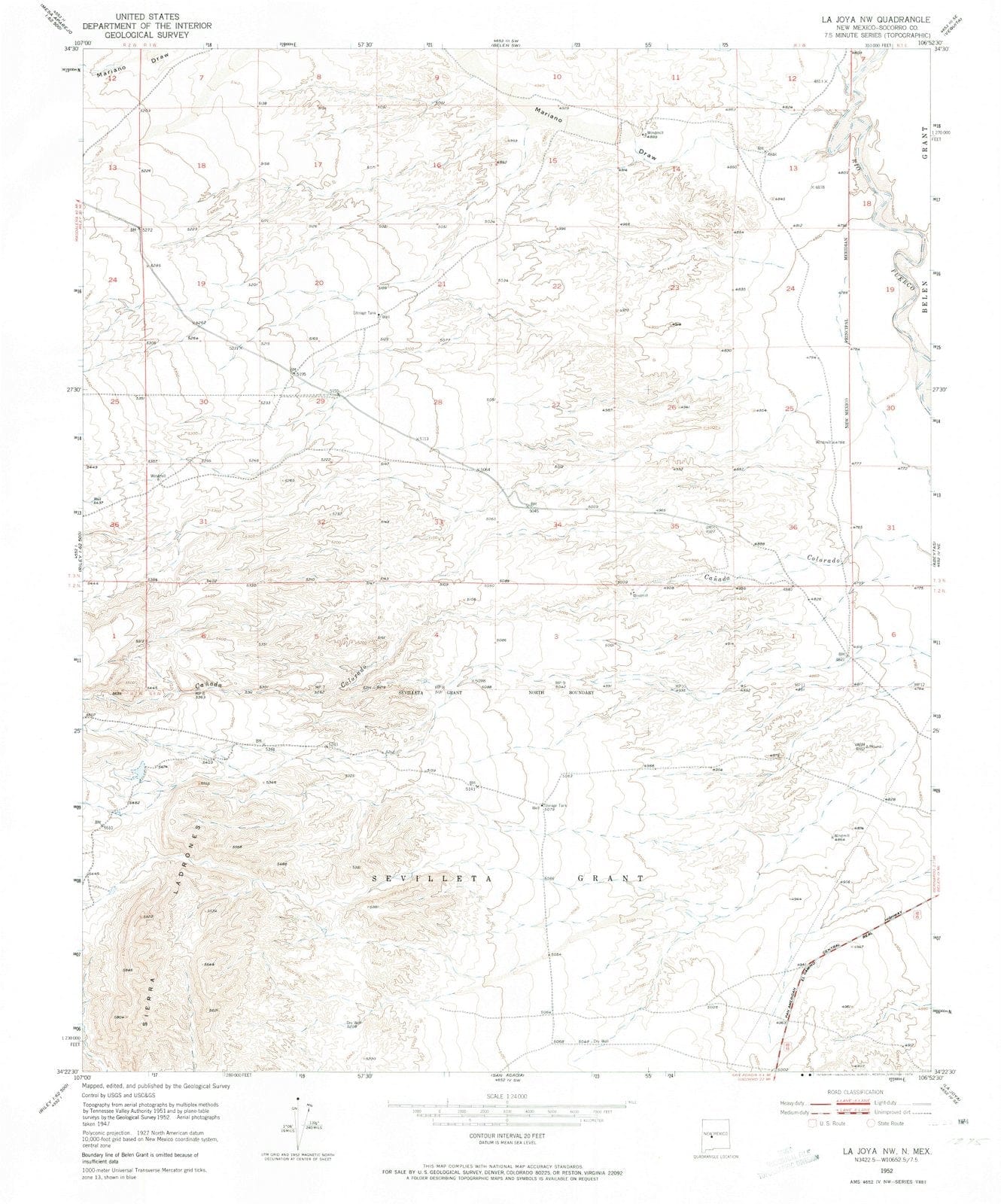 1952 La Joya, NM - New Mexico - USGS Topographic Map