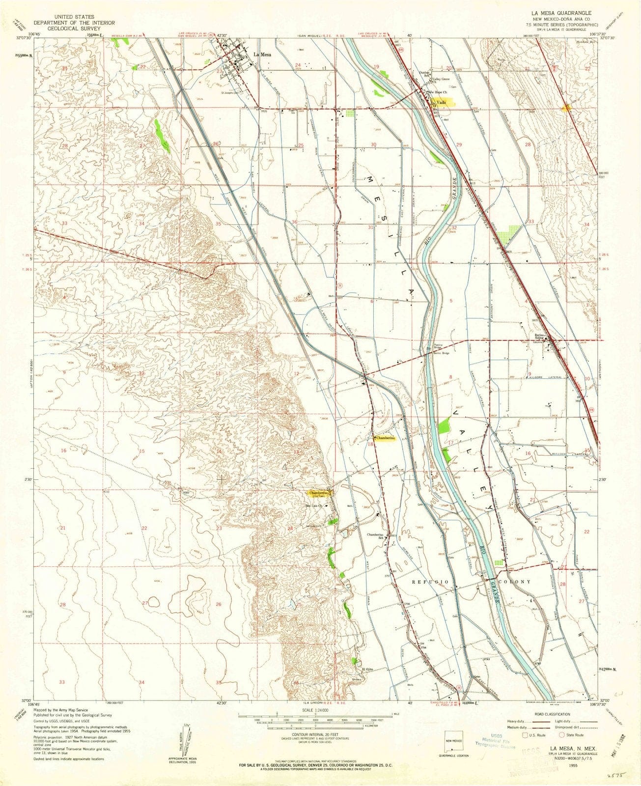 1955 La Mesa, NM - New Mexico - USGS Topographic Map