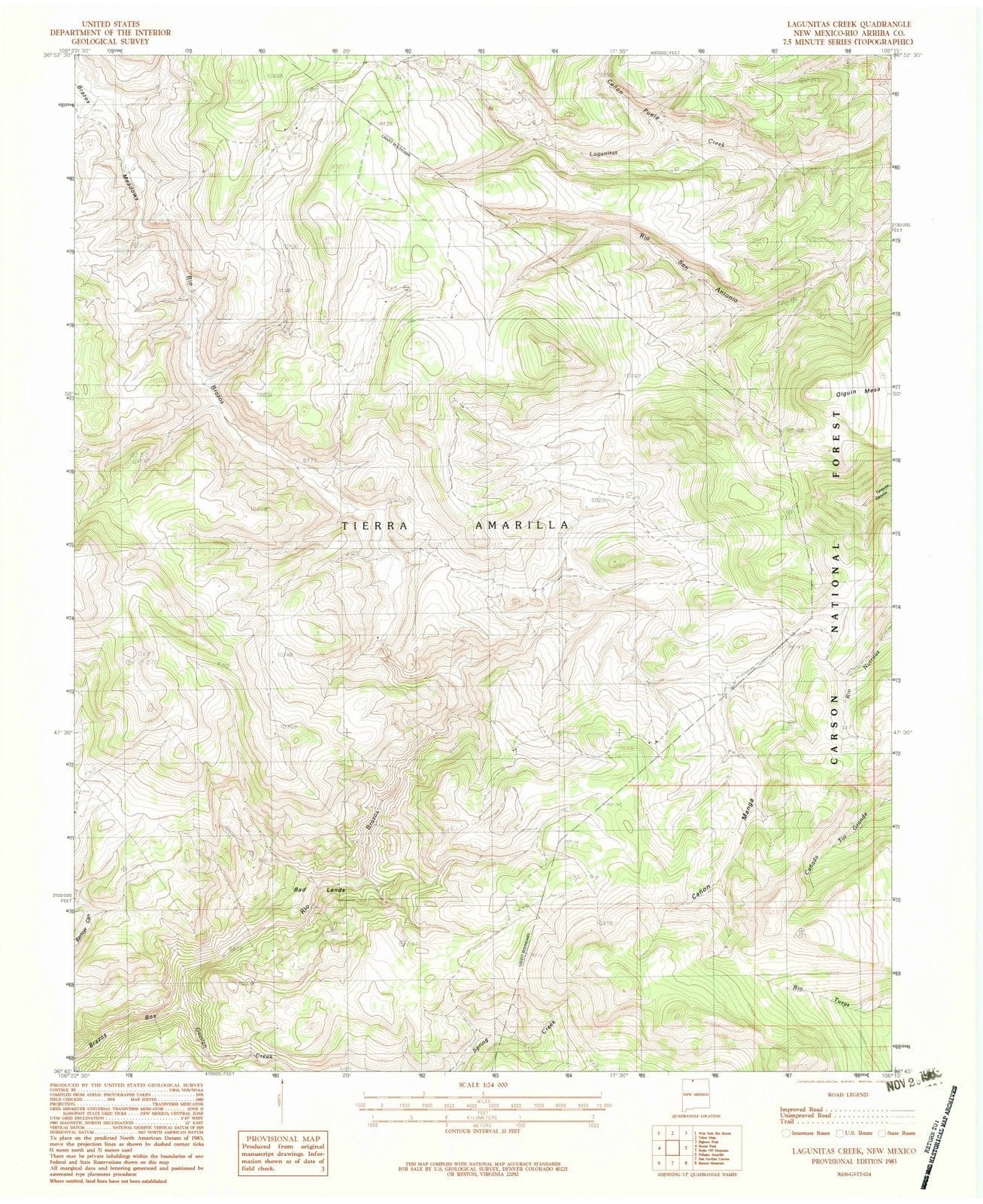 1983 Lagunitas Creek, NM - New Mexico - USGS Topographic Map