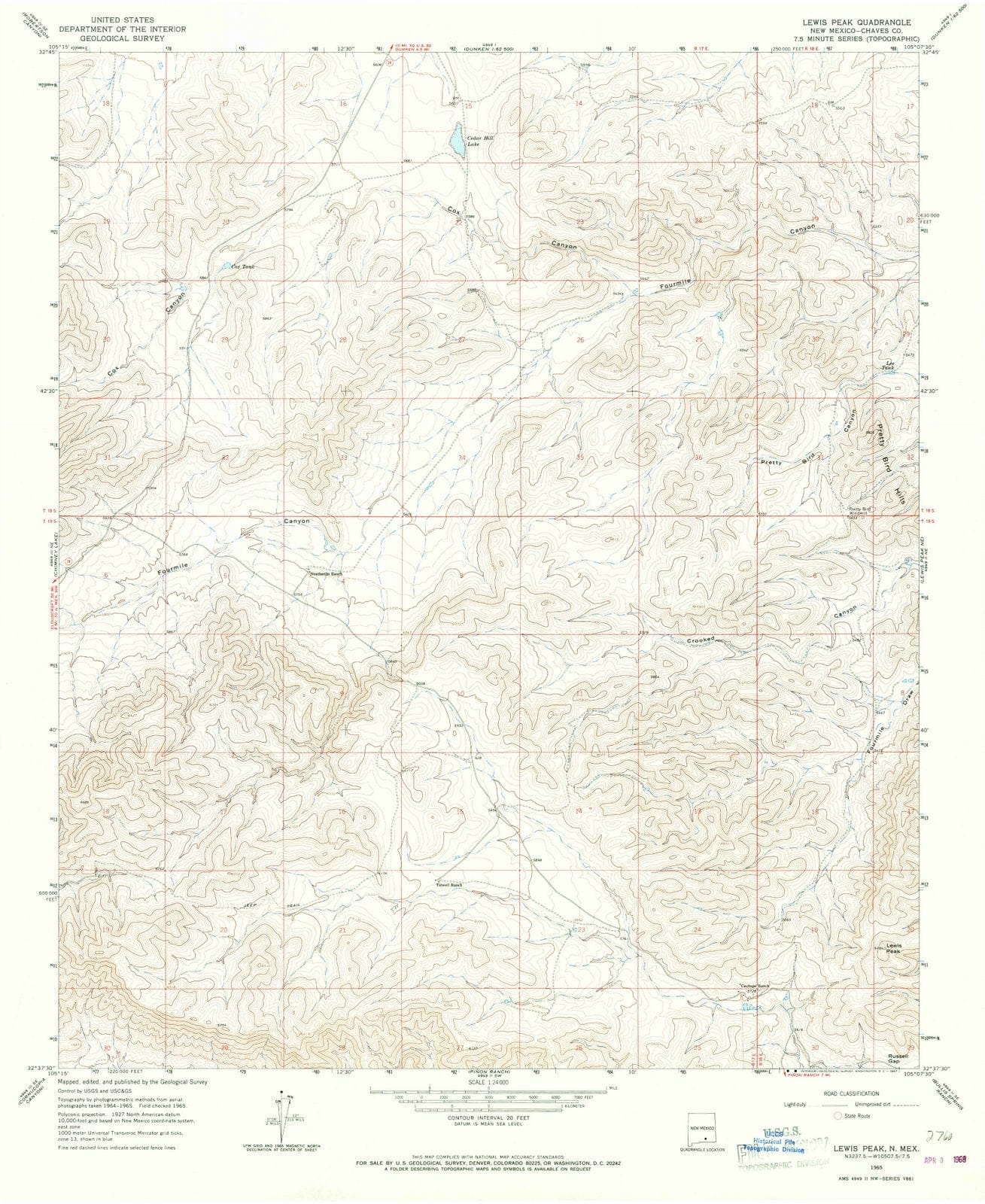 1965 Lewis Peak, NM - New Mexico - USGS Topographic Map