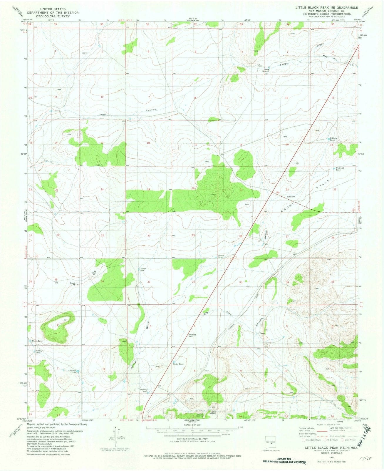 1981 Little Black Peak, NM - New Mexico - USGS Topographic Map