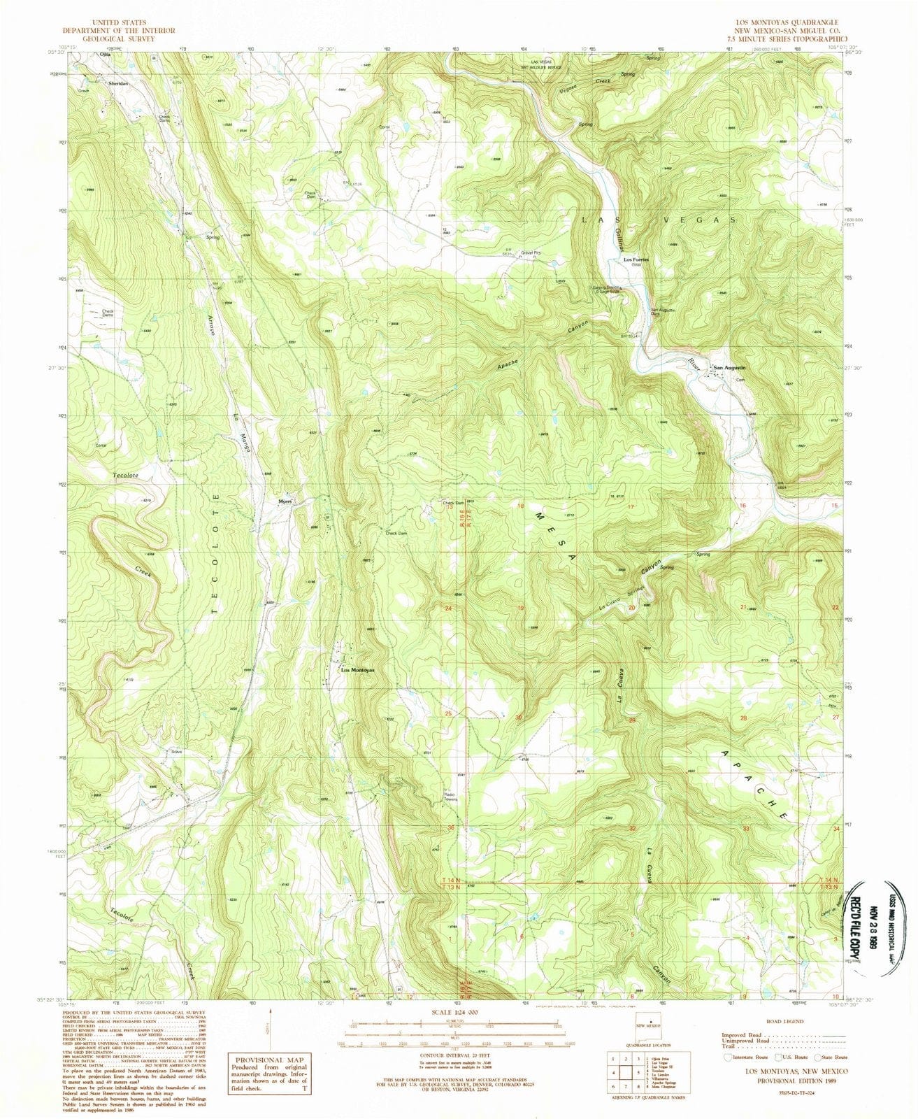 1989 Los Montoyas, NM - New Mexico - USGS Topographic Map