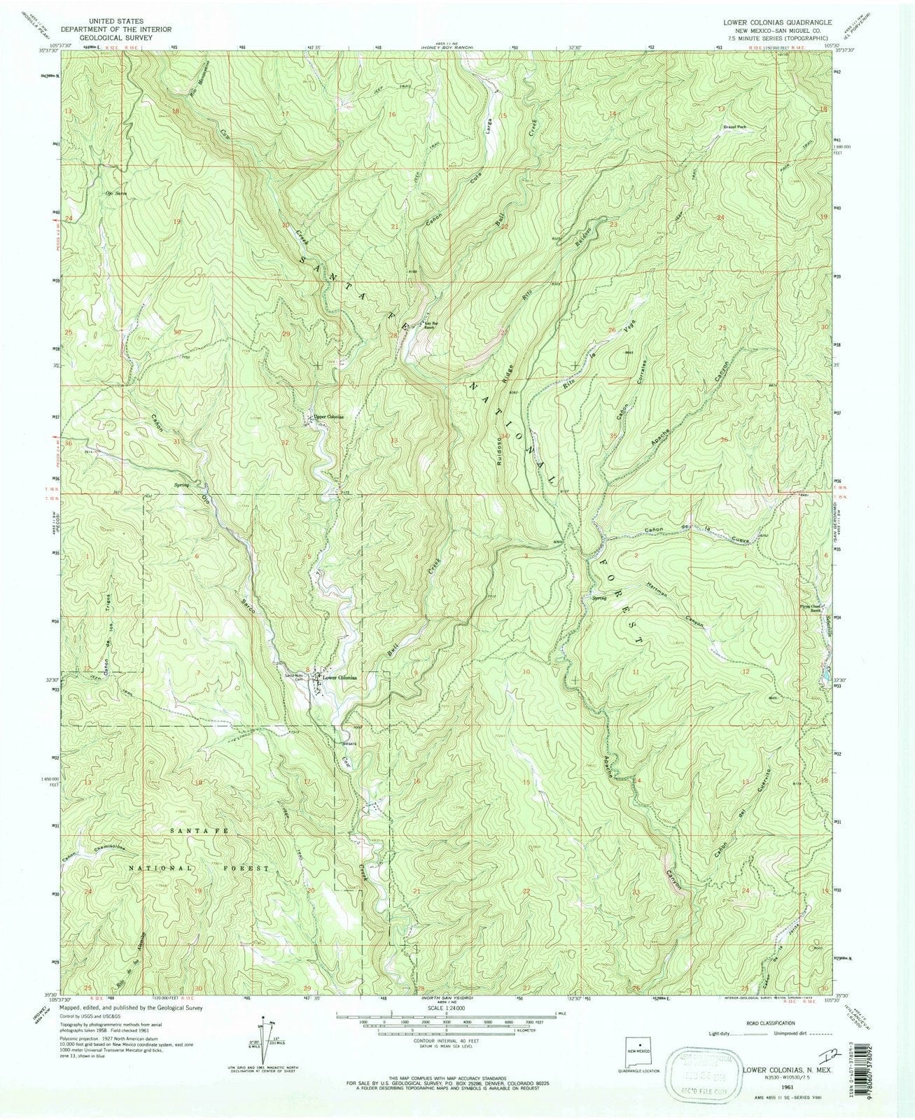 1961 Lower Colonias, NM - New Mexico - USGS Topographic Map