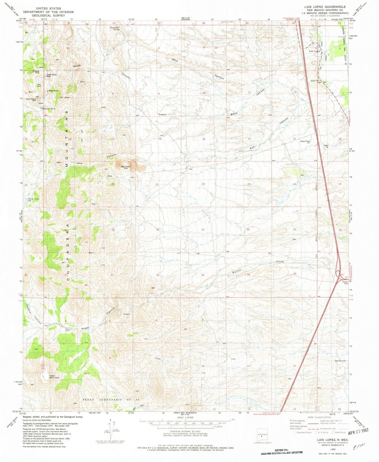 1982 Luis Lopez, NM - New Mexico - USGS Topographic Map