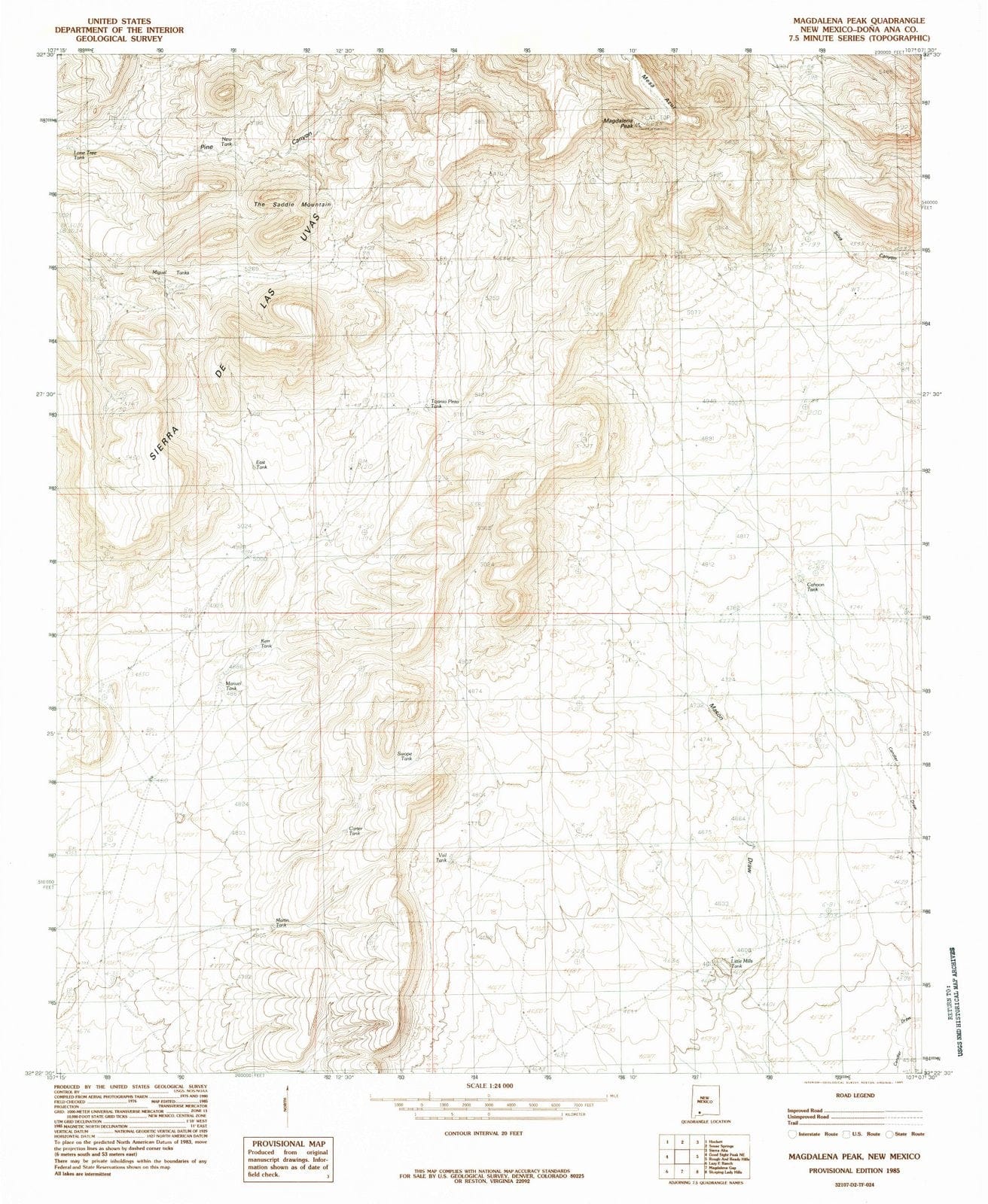 1985 Magdalena Peak, NM - New Mexico - USGS Topographic Map