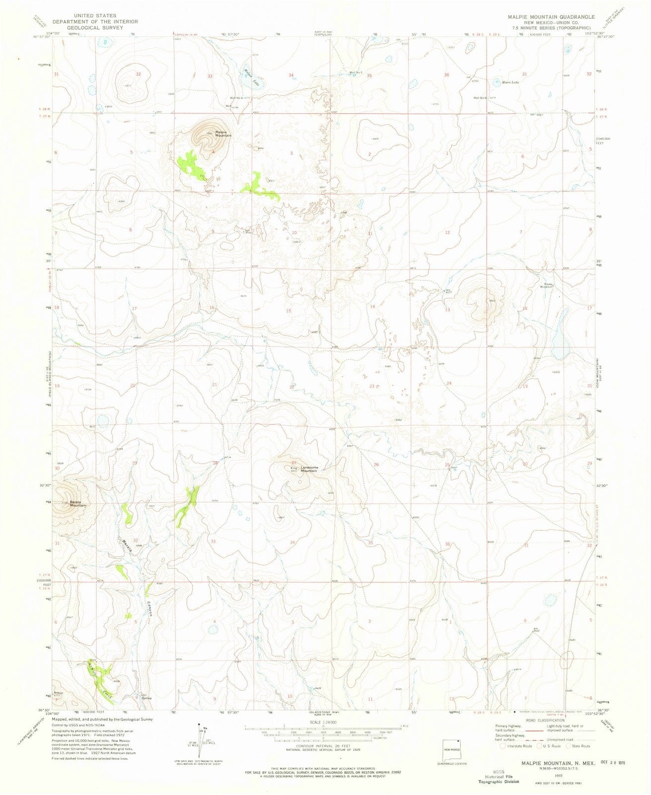 1972 Malpie Mountain, NM - New Mexico - USGS Topographic Map