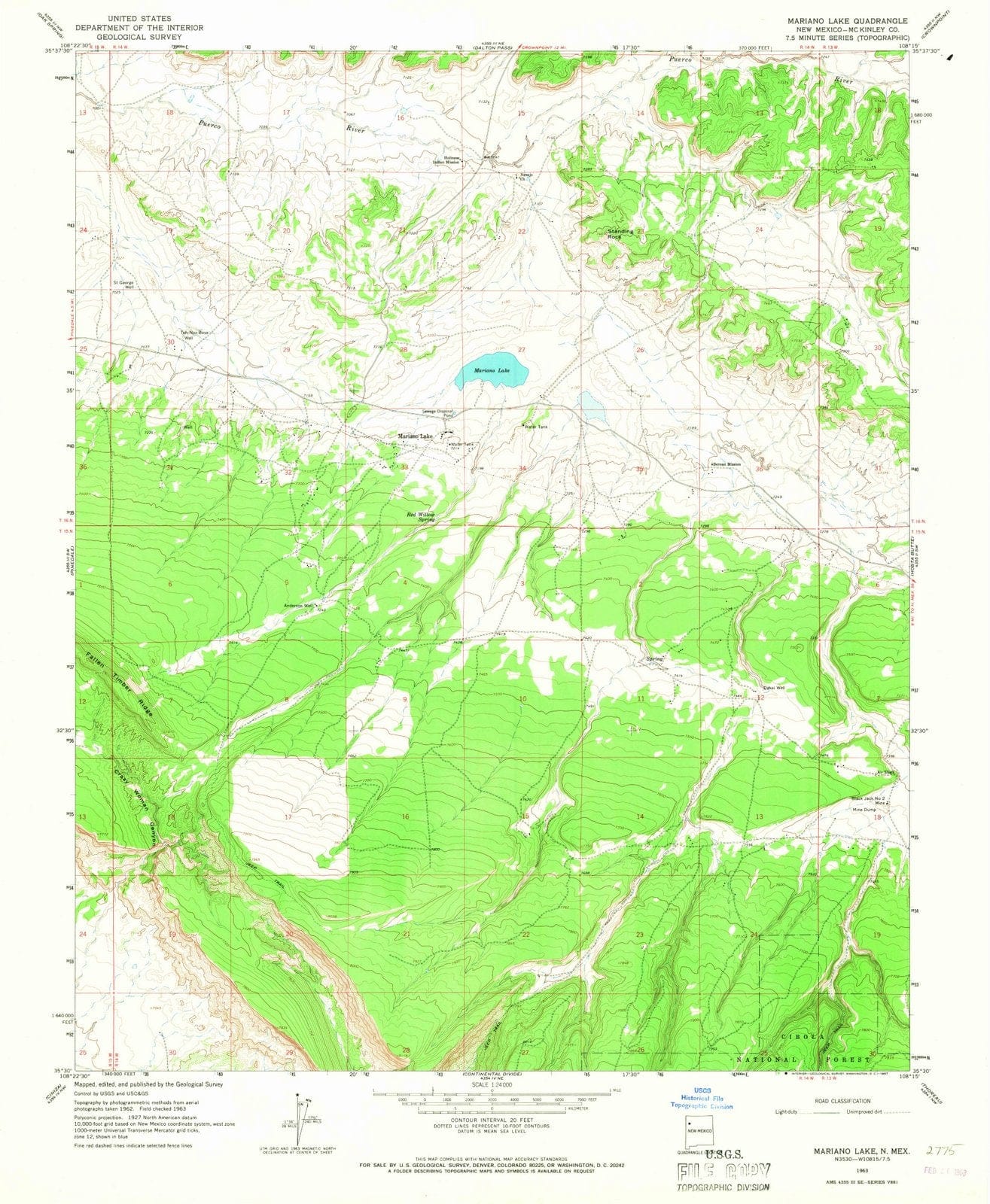 1963 Mariano Lake, NM - New Mexico - USGS Topographic Map