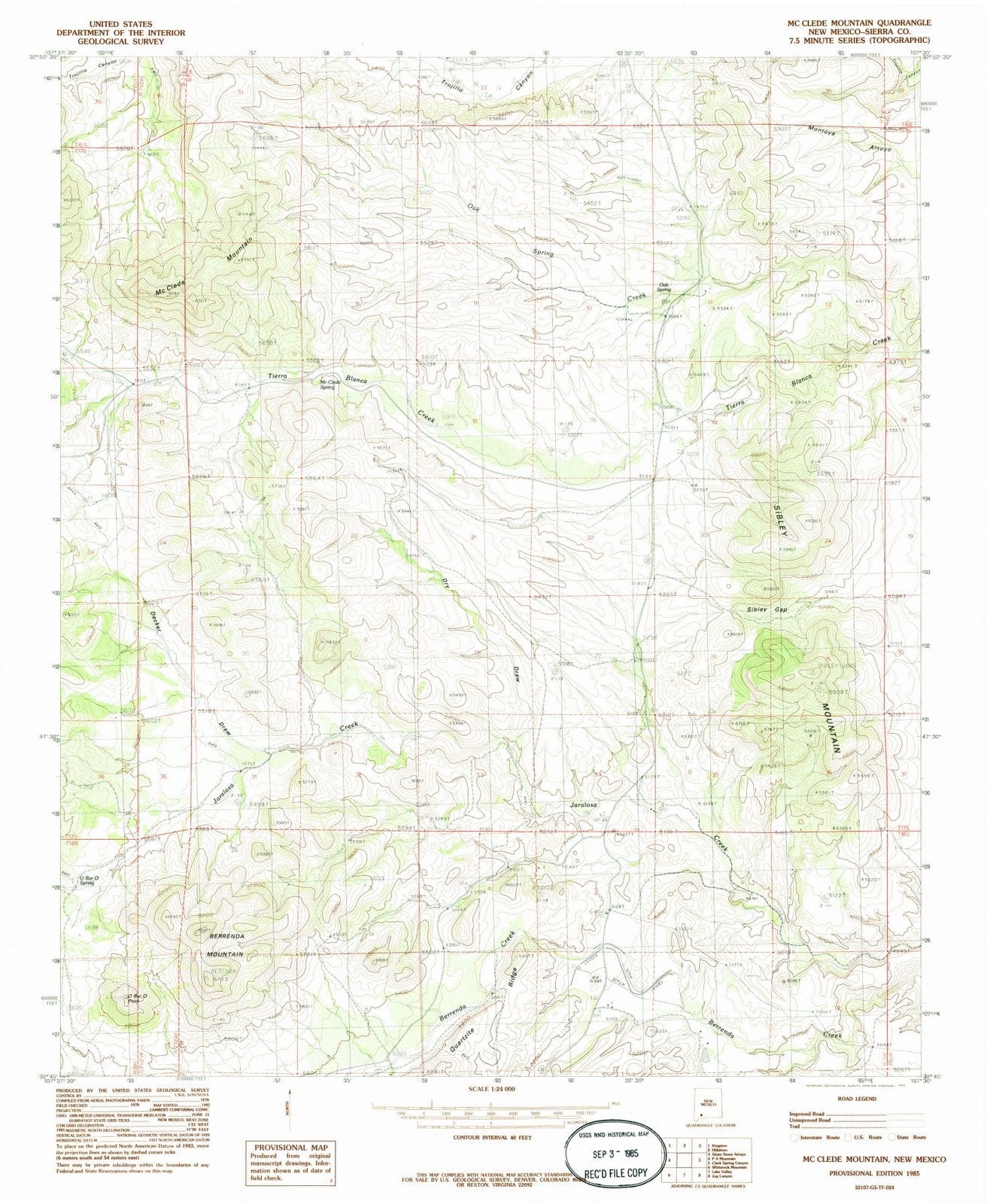 1985 Mc Clede Mountain, NM - New Mexico - USGS Topographic Map