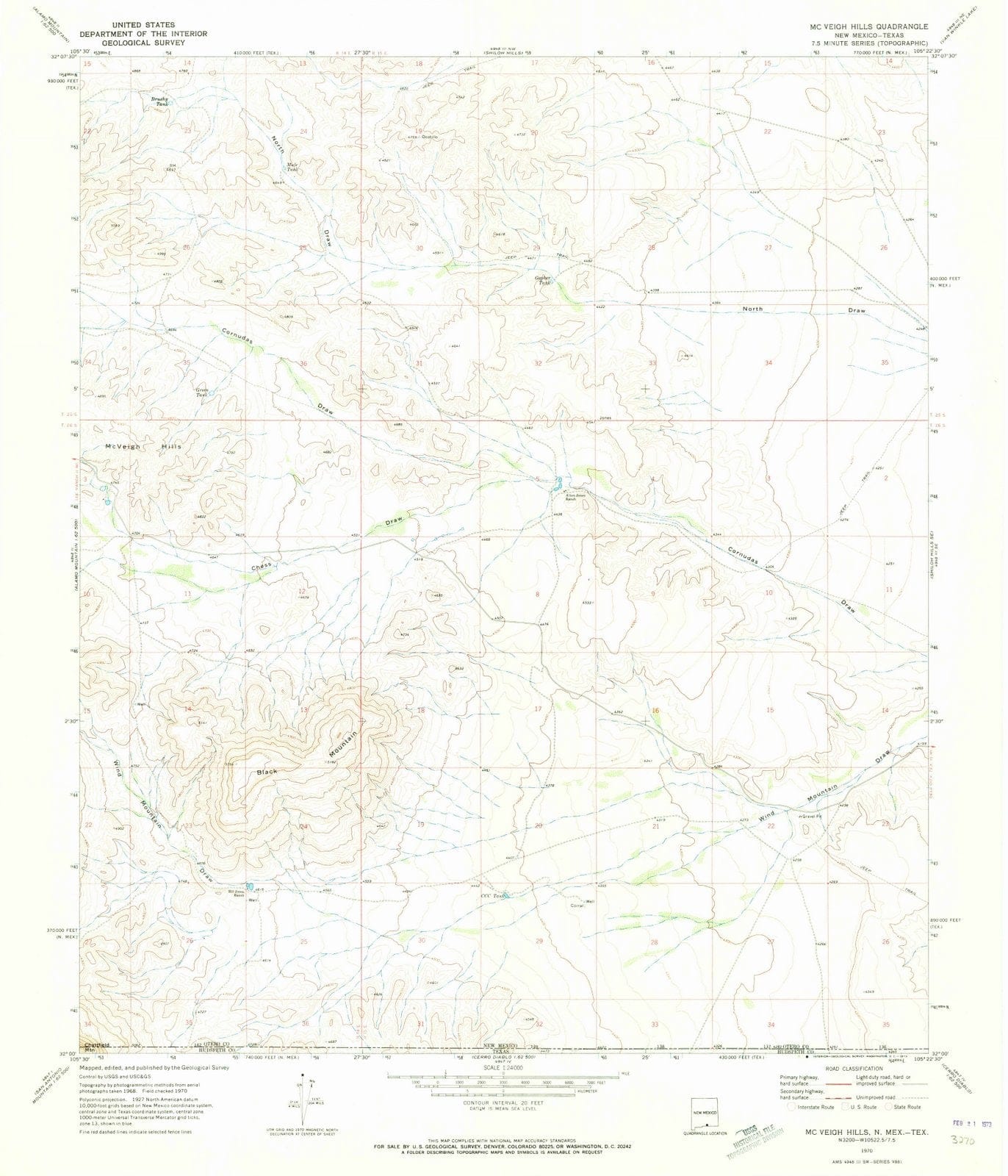 1970 Mc Veigh Hills, NM - New Mexico - USGS Topographic Map
