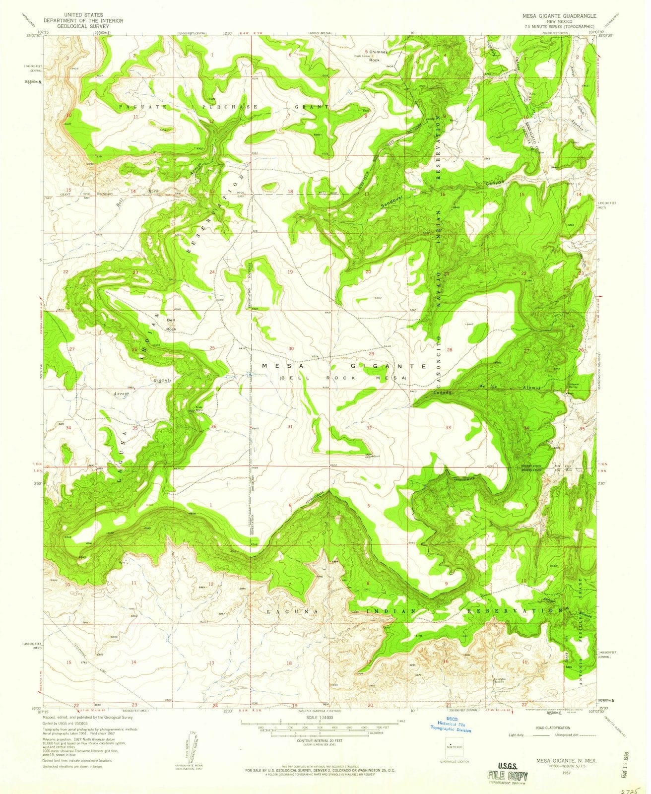 1957 Mesa Gigante, NM - New Mexico - USGS Topographic Map