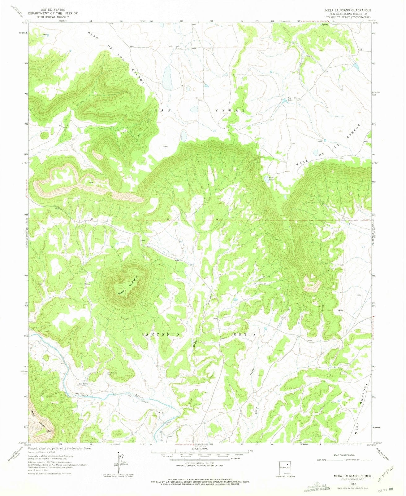 1963 Mesa Lauriano, NM - New Mexico - USGS Topographic Map