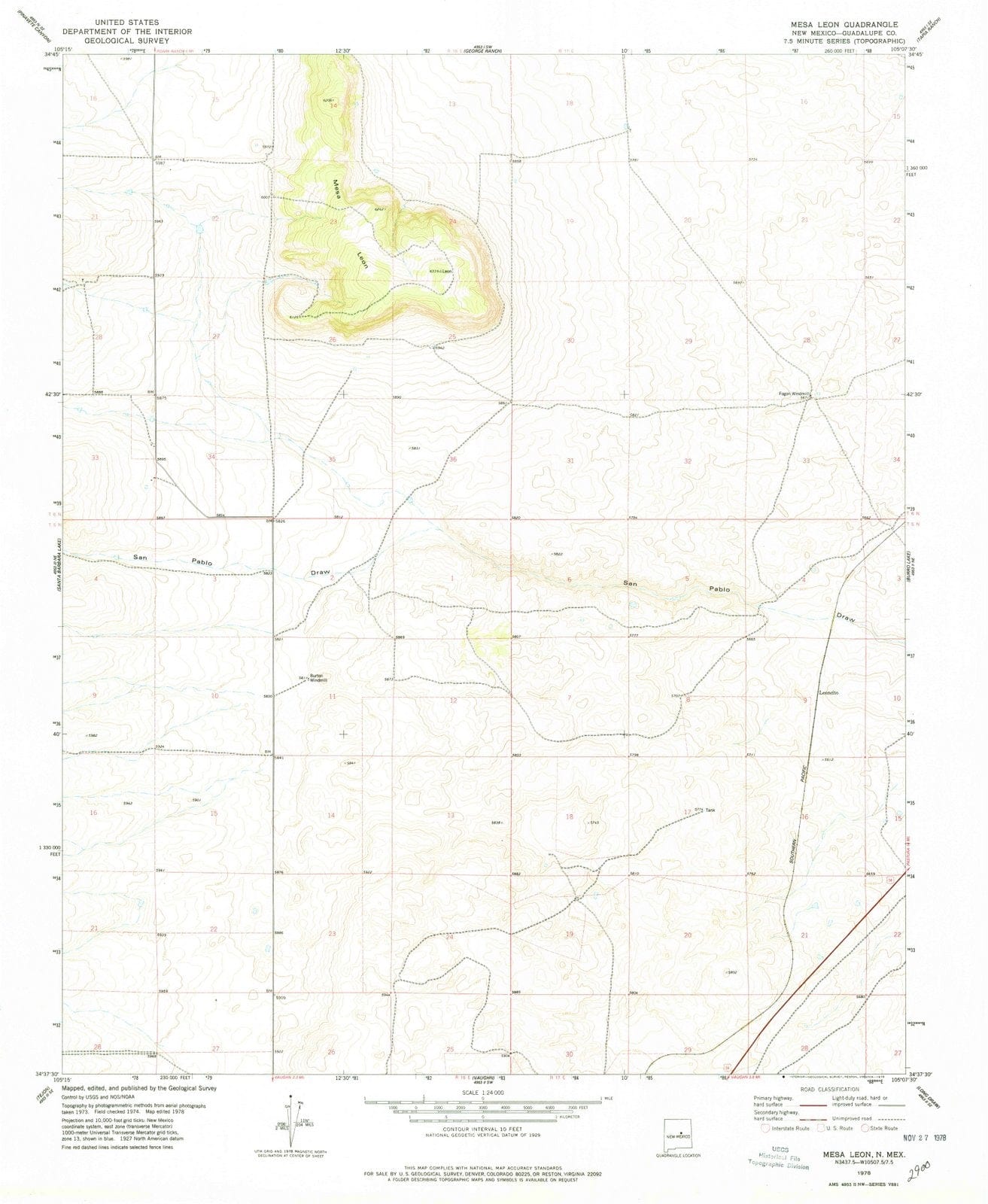 1978 Mesa Leon, NM - New Mexico - USGS Topographic Map