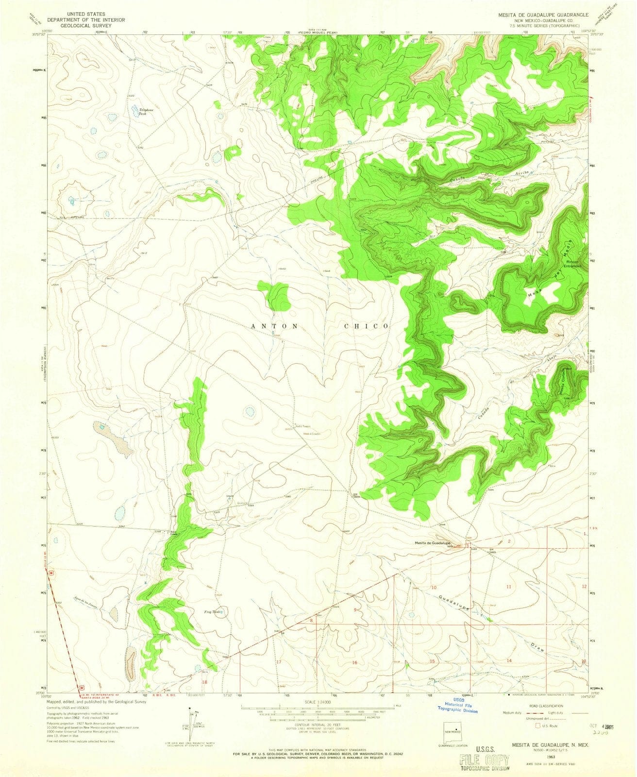 1963 Mesitae Guadalupe, NM - New Mexico - USGS Topographic Map