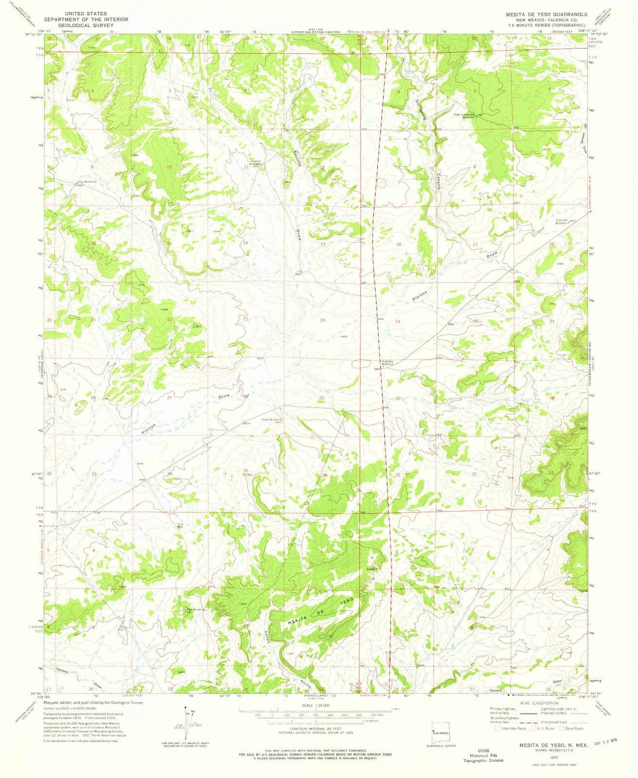 1972 Mesitae Yeso, NM - New Mexico - USGS Topographic Map