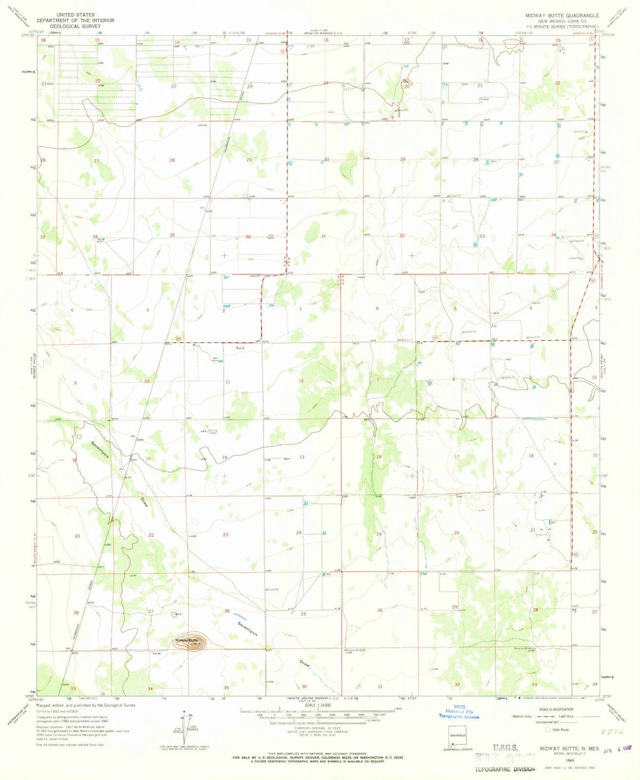 1965 Midway Butte, NM - New Mexico - USGS Topographic Map