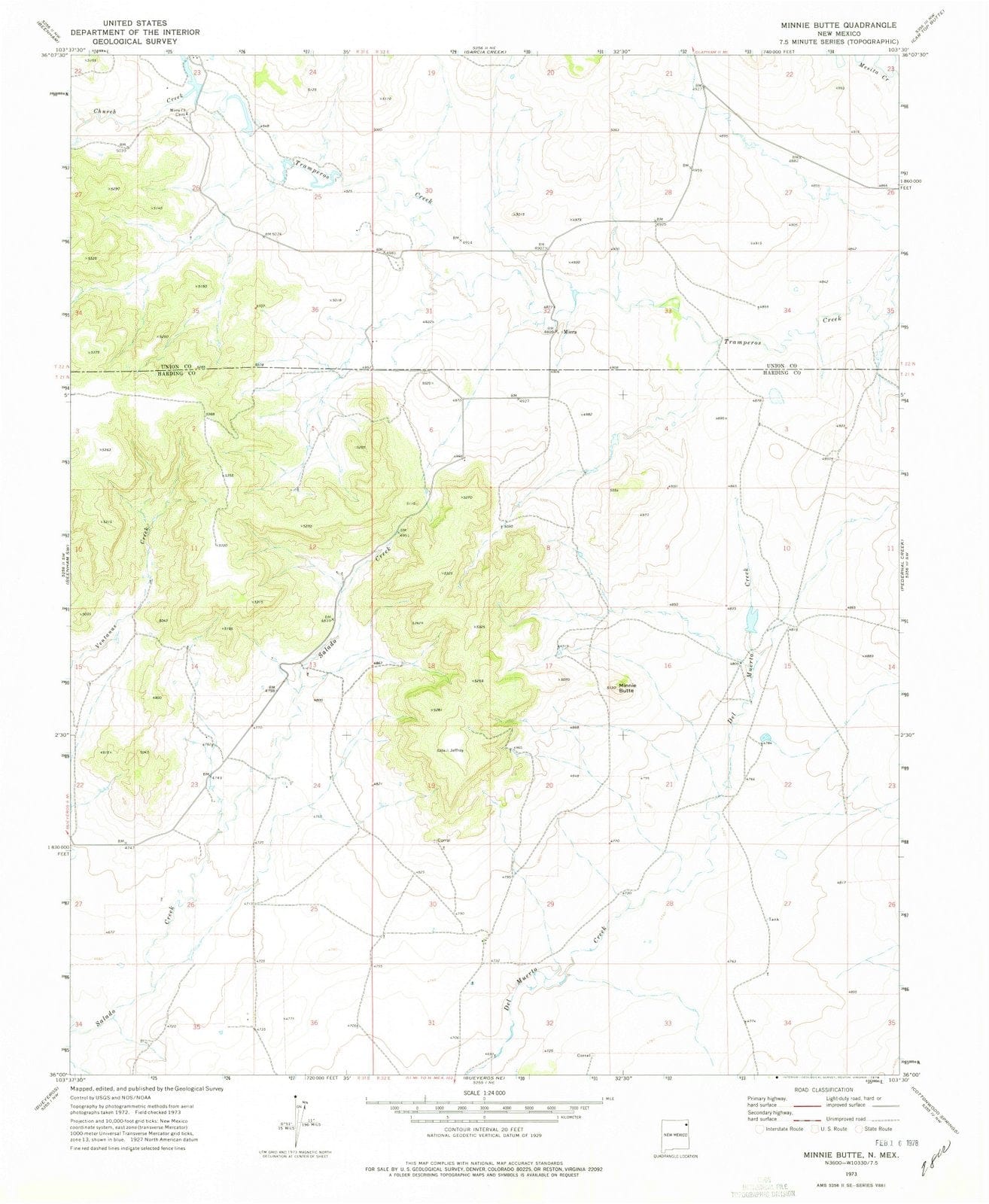 1973 Minnie Butte, NM - New Mexico - USGS Topographic Map