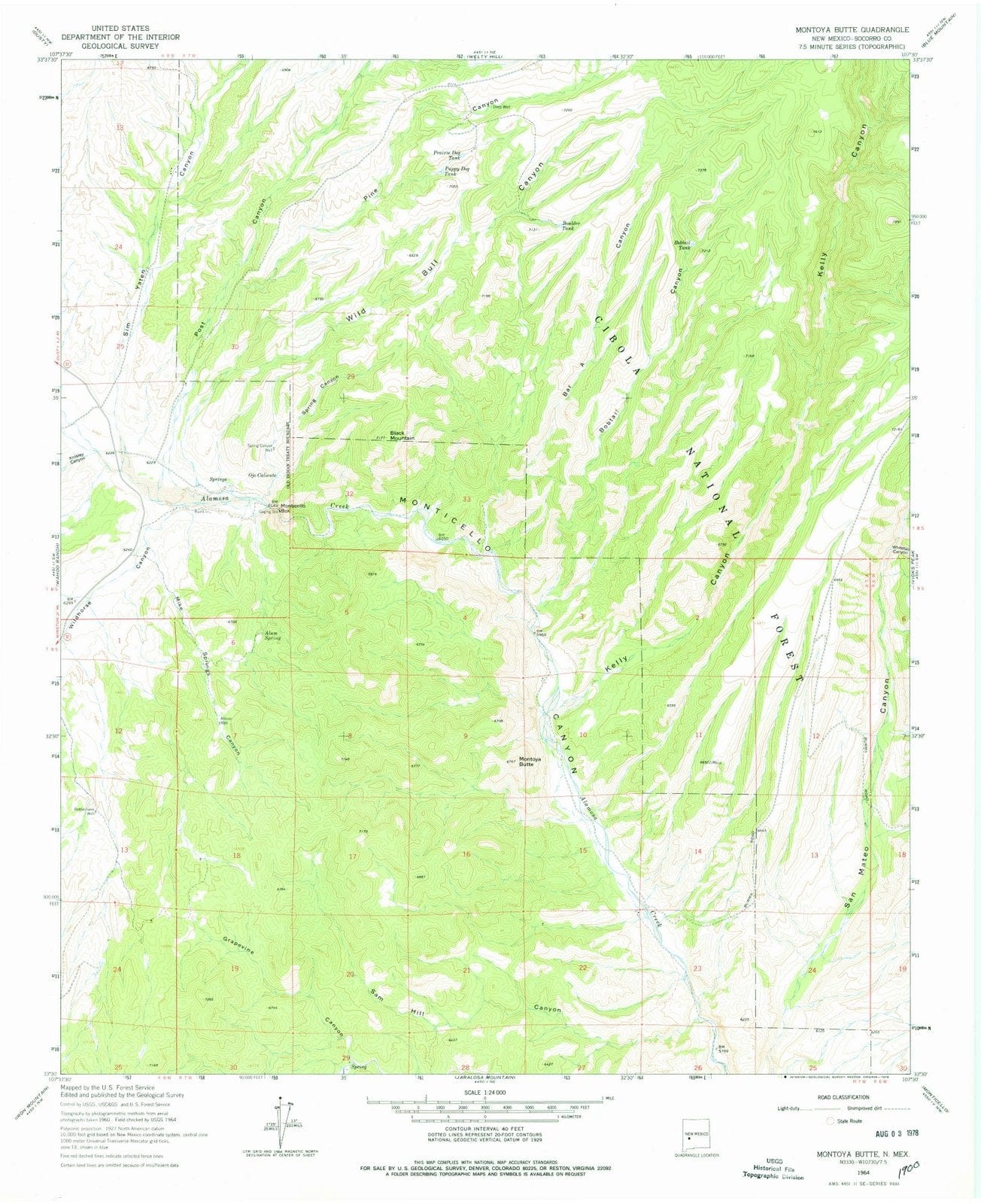 1964 Montoya Butte, NM - New Mexico - USGS Topographic Map