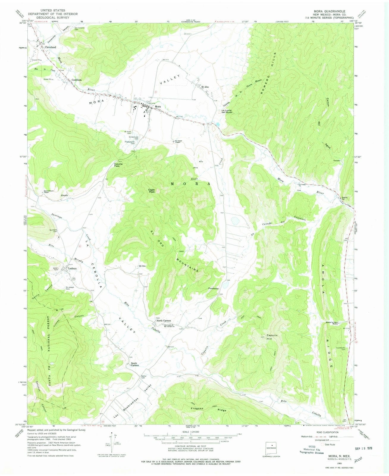 1965 Mora, NM - New Mexico - USGS Topographic Map