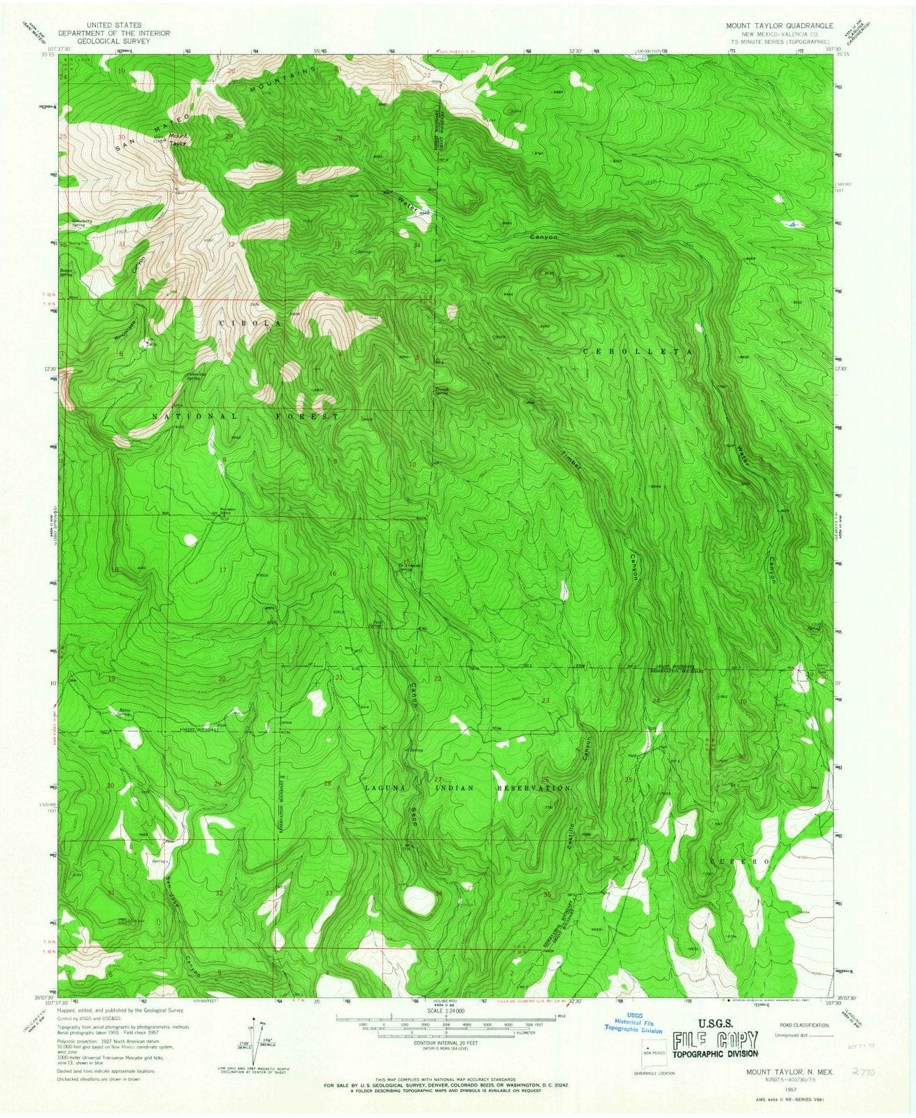 1957 Mount Taylor, NM - New Mexico - USGS Topographic Map