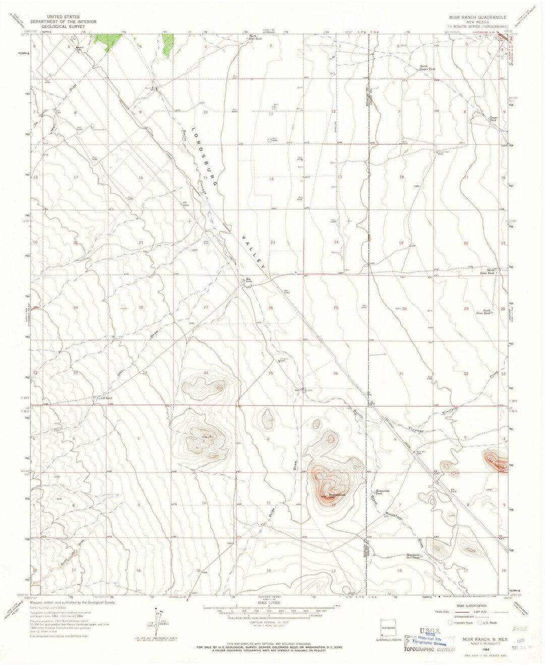 1964 Muir Ranch, NM - New Mexico - USGS Topographic Map