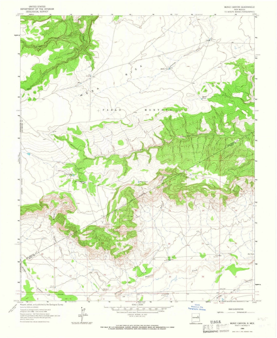 1964 Muniz Canyon, NM - New Mexico - USGS Topographic Map