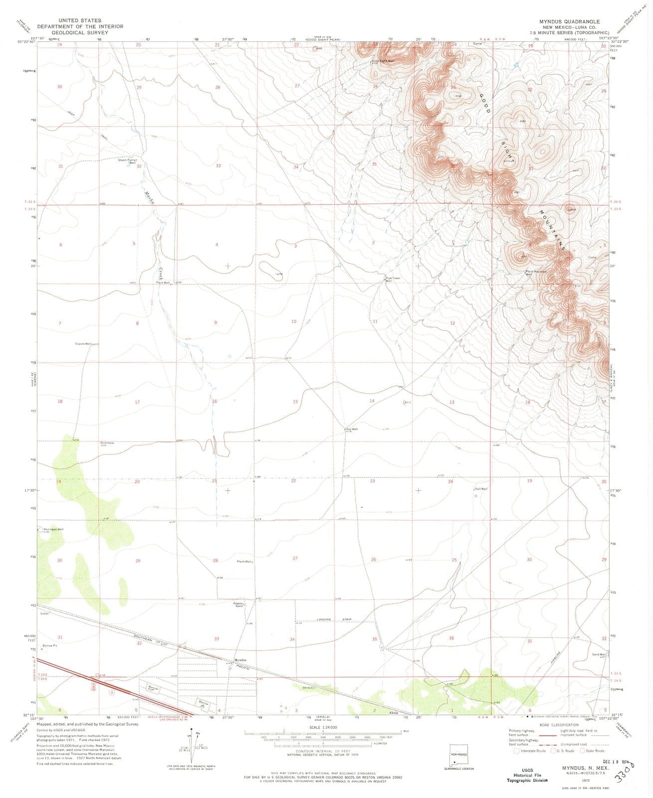 1972 Myndus, NM - New Mexico - USGS Topographic Map