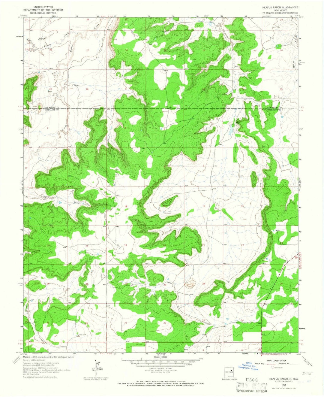 1964 Neafus Ranch, NM - New Mexico - USGS Topographic Map