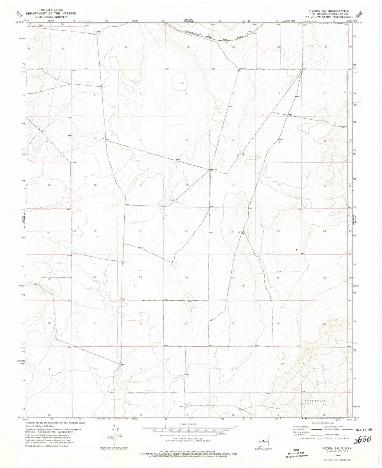 1978 Negra, NM - New Mexico - USGS Topographic Map v2