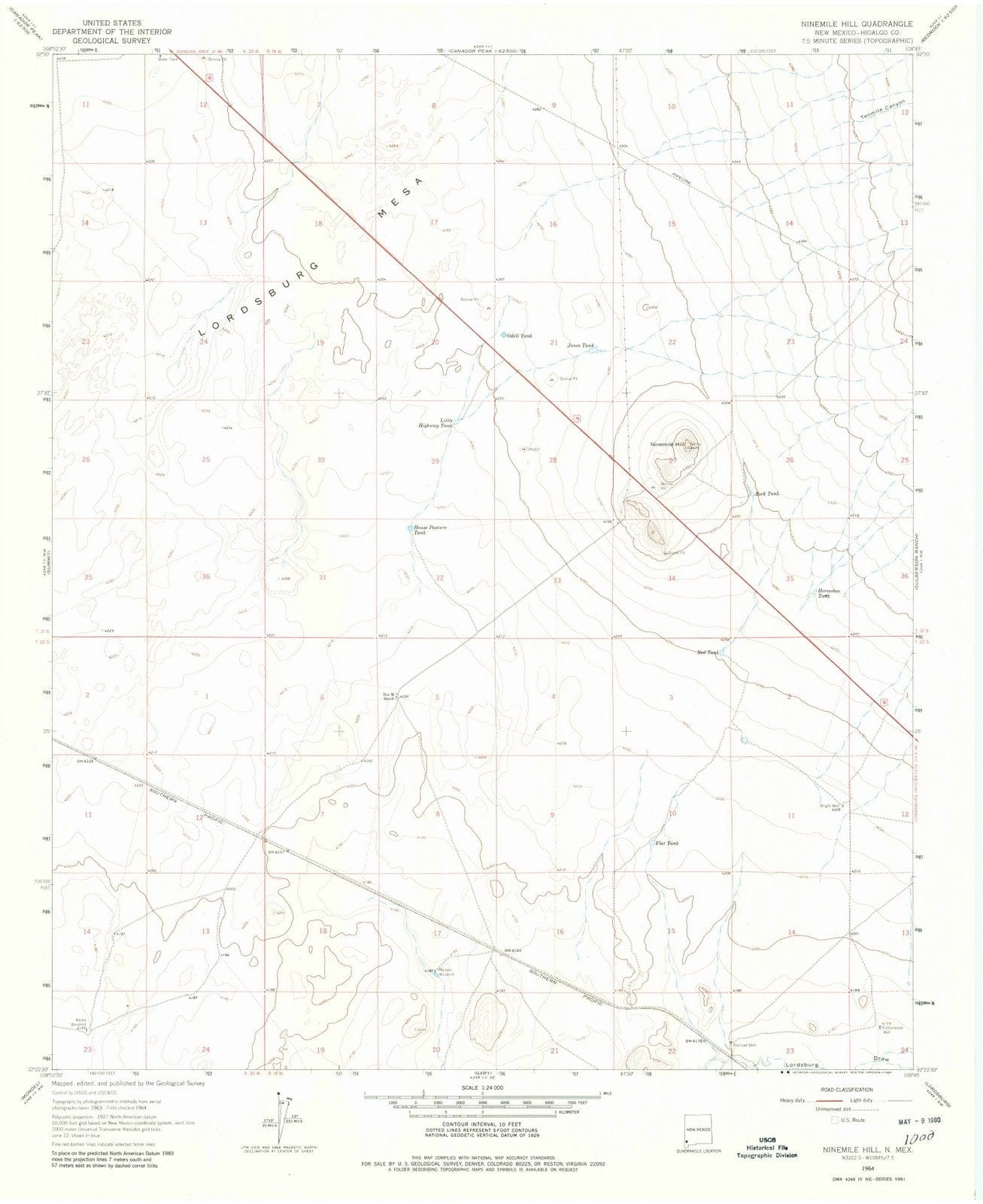 1964 Ninemile Hill, NM - New Mexico - USGS Topographic Map