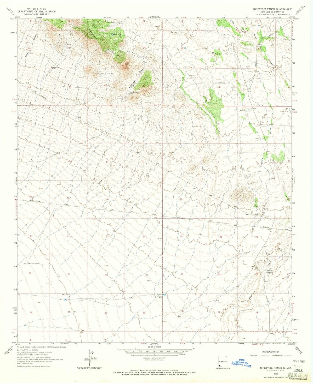 1962 Ninetysix Ranch, NM - New Mexico - USGS Topographic Map